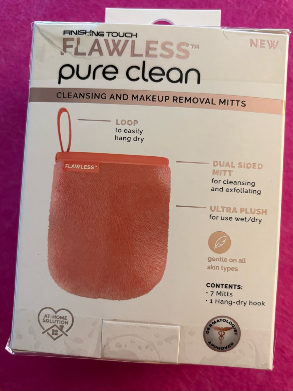 MAKEUP REMOVAL MITTS Finishing Touch Flawless Pure Clean /Washable and Reusable